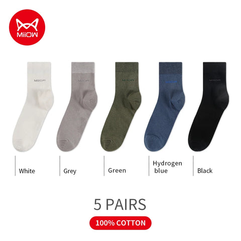 MiiOW 5 Pairs Men's Soft Cotton Socks