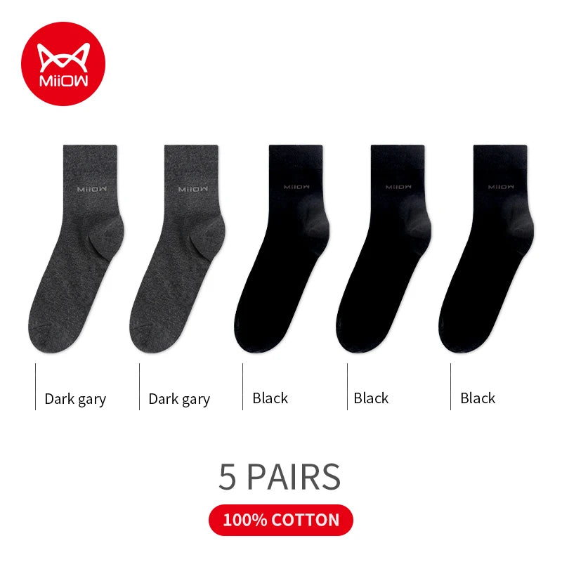 MiiOW 5 Pairs Men's Soft Cotton Socks