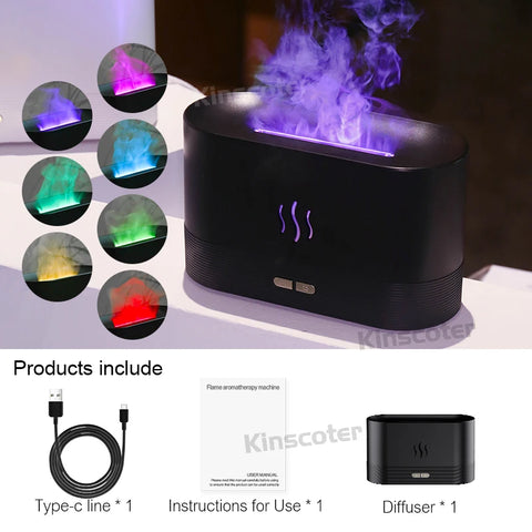 KINSCOTER Aroma Diffuser Air Humidifier - Ultrasonic Cool Mist Maker with LED Flame Lamp