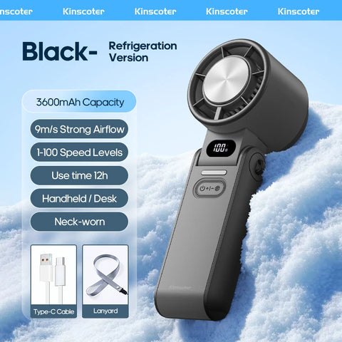 KINSCOTER Outdoor Foldable Portable Handheld Fan - Mini Cooling Rechargeable Turbo Fan