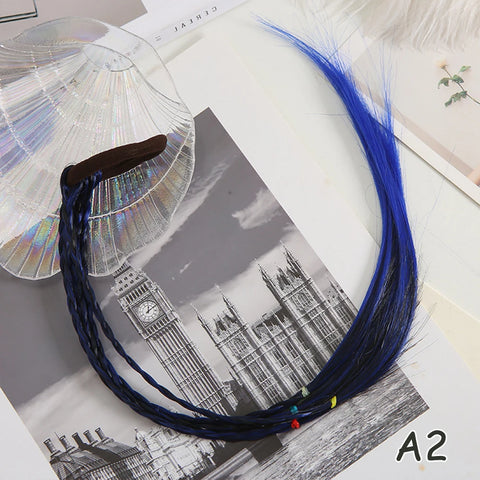 Colorful Synthetic Kids Ponytail Wigs with Headbands and Rubber Bands