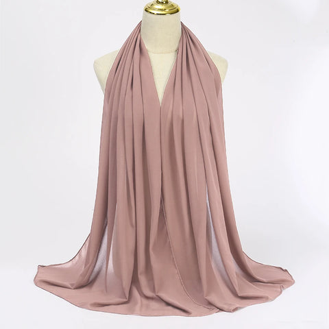 Elegant Muslim Chiffon Hijab Scarf - Lightweight Long Solid Color Head Wrap for Women