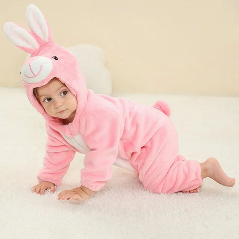 MICHLEY Winter Baby Rompers Hooded Flannel Cosplay