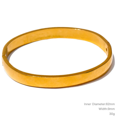 Yhpup 60mm Waterproof 316L Stainless Steel Round Smooth Bracelet Bangle - Minimalist 18k Gold Charm Jewelry for Women