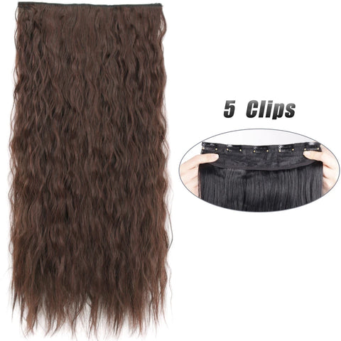 Synthetische 5 Clip-in haarextensies - Lang steil haarstuk 
