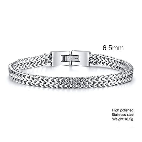Stylish Stainless Steel Bali Foxtail Chain Bracelet for Men - Double Franco Link Chain Bracelet