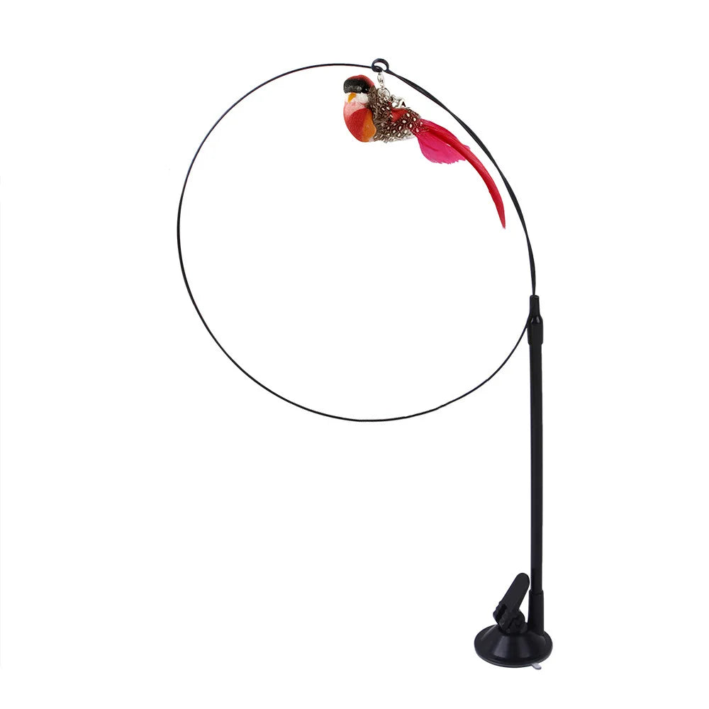 Cat Teasing Stick with Simulated Bird Feather - Interactive Cat Toy