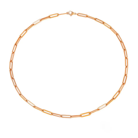 eManco Hot Fashion Paperclip Link Chain Necklace - Stainless Steel Gold Color for Women and Men