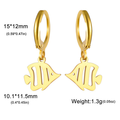 Skyrim Fashion Women Girls Stainless Steel Earrings - Heart Cross Flower Turtle Sun Pendant Hoop Earrings Jewelry Gift Wholesale
