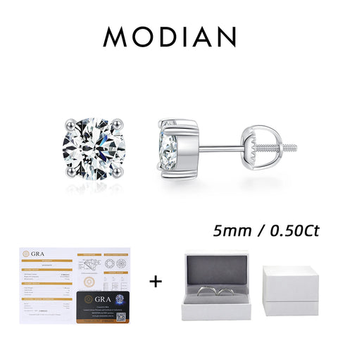 MODIAN Moissanite Lab Diamond Stud Earrings for Women