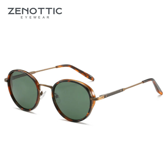 ZENOTTIC Steampunk ronde gepolariseerde zonnebril - Vintage spiegel UV400 unisex zonnebrillen