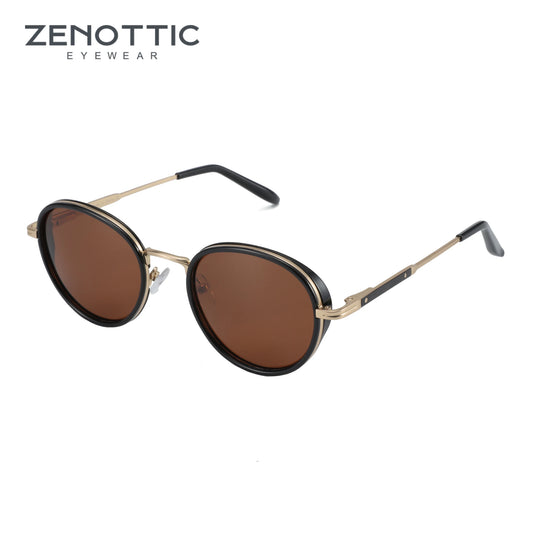 ZENOTTIC Steampunk ronde gepolariseerde zonnebril - Vintage spiegel UV400 unisex zonnebrillen