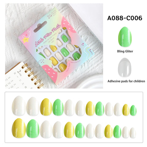 24 Pcs Children Cute Fake Nails
