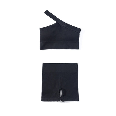 SOISOU Ribstof Yoga Shorts met Hoge Taille voor Dames