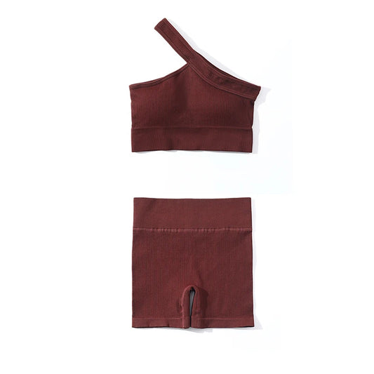 SOISOU Ribstof Yoga Shorts met Hoge Taille voor Dames