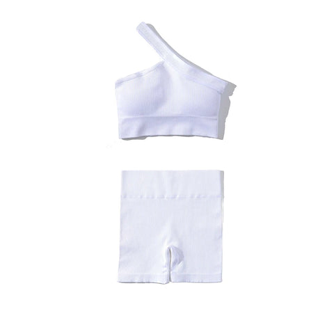 SOISOU Ribstof Yoga Shorts met Hoge Taille voor Dames