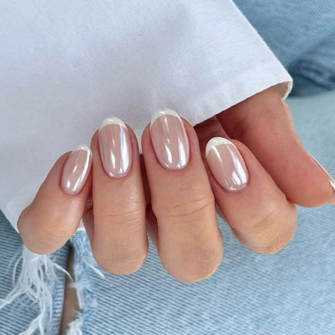 30/24pcs French Fake Nails - Almond Nail Tips Set