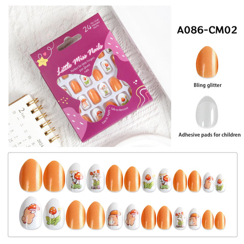24 Pcs Children Cute Fake Nails
