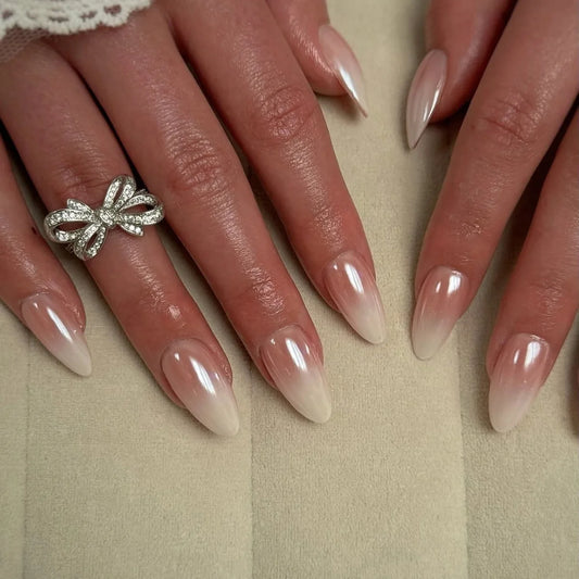 30/24pcs French Fake Nails - Almond Nail Tips Set