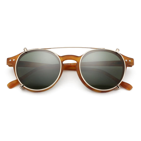ZENOTTIC Steampunk Clip-On Gepolariseerde Zonnebril – Anti-Blauw Licht Retro UV400 Unisex Bril