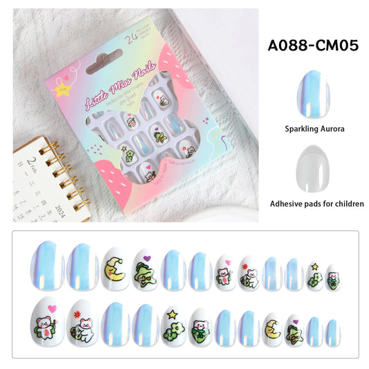 24 Pcs Children Cute Fake Nails