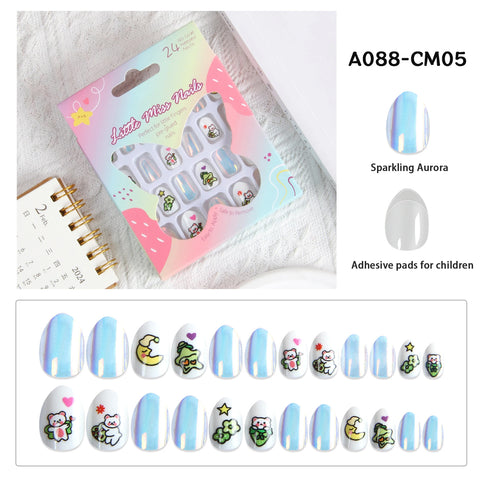 24 Pcs Children Cute Fake Nails