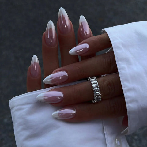 30/24pcs French Fake Nails - Almond Nail Tips Set