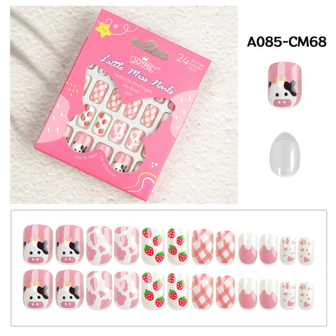 24 Pcs Children Cute Fake Nails