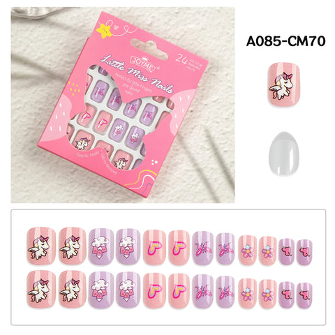 24 Pcs Children Cute Fake Nails