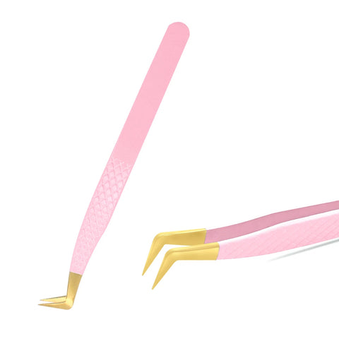 Pink Stainless Steel Eyelash Tweezers