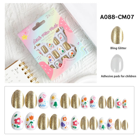 24 Pcs Children Cute Fake Nails