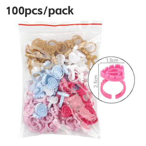 AILEISHI 100Pcs Disposable Eyelash Glue Fan Cup Rings