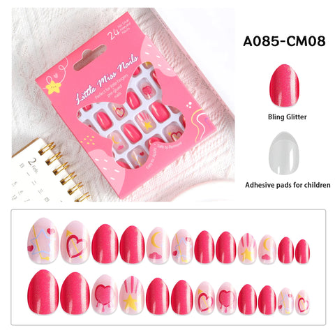 24 Pcs Children Cute Fake Nails