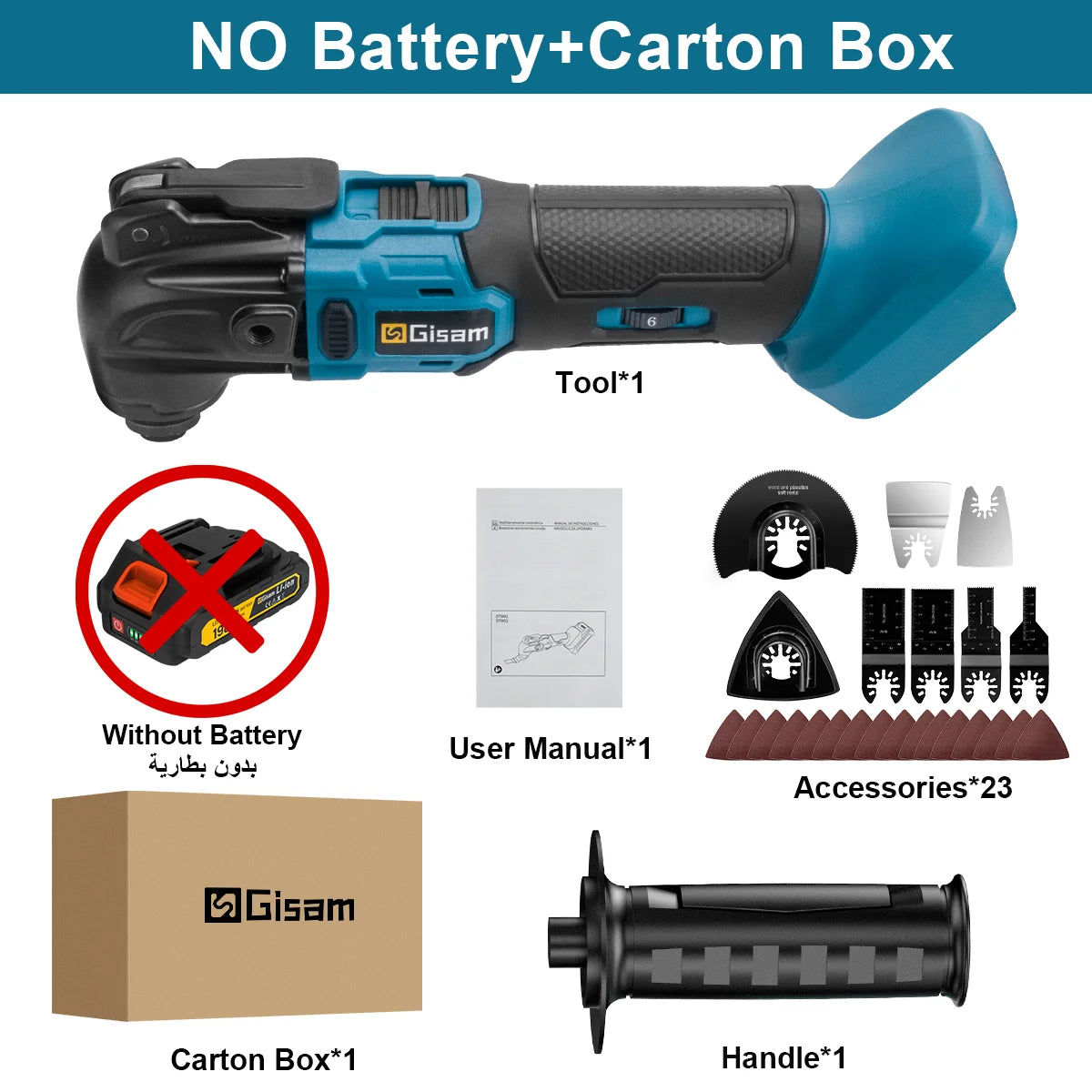 GΣ 20000OPM Cordless Quick-Release Oscillating Tool – Anti-Vibration Multi-Function Trimmer for Makita 18V Battery Pin