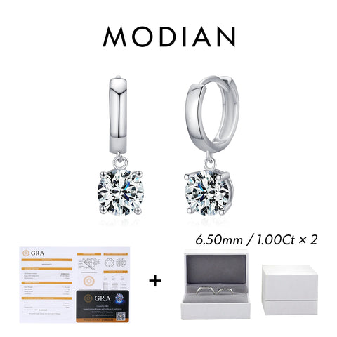 MODIAN 1.0CT D Color Moissanite Hoop Earrings