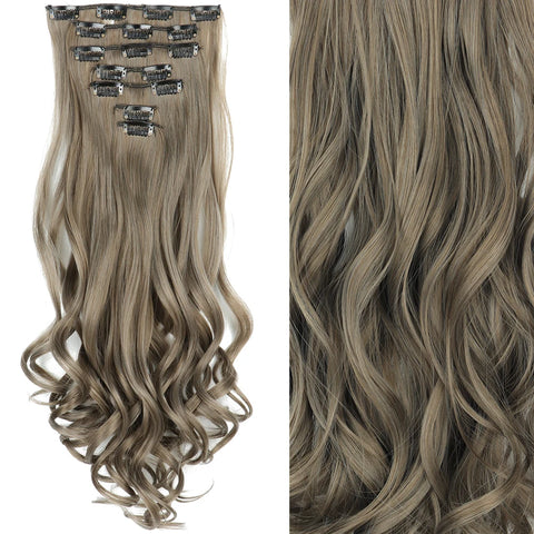 22-Inch Long Straight Wavy Hair Extensions Set