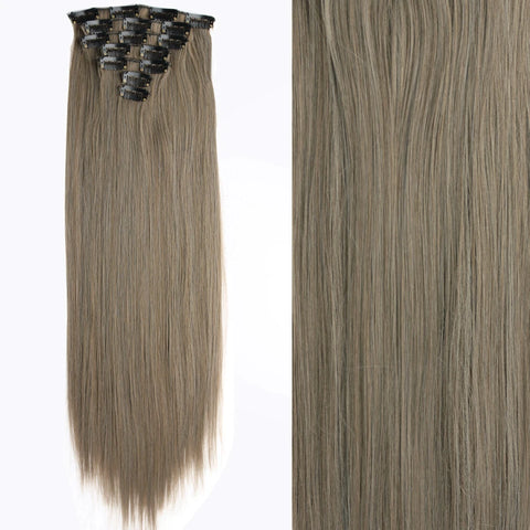 22-Inch Long Straight Wavy Hair Extensions Set