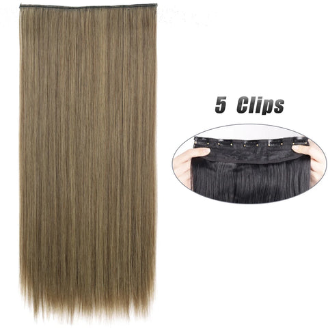 Synthetic 5 Clip In Hair Extensions 80CM - Long Straight Hairpiece