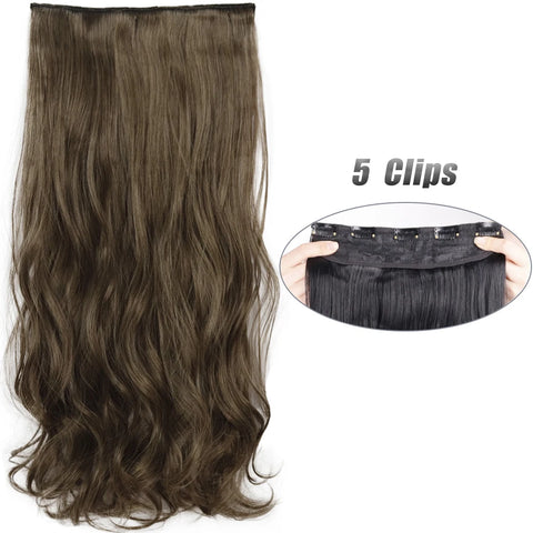 Long Wavy 5 Clip In Hair Extensions - Black Blonde Mix