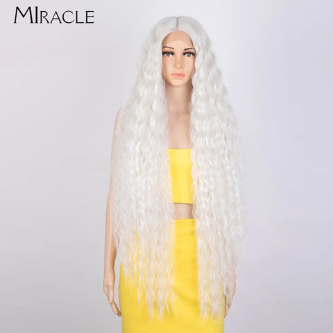 MIRACLE Curly Wigs Synthetic Lace Front Wig 40 Inch