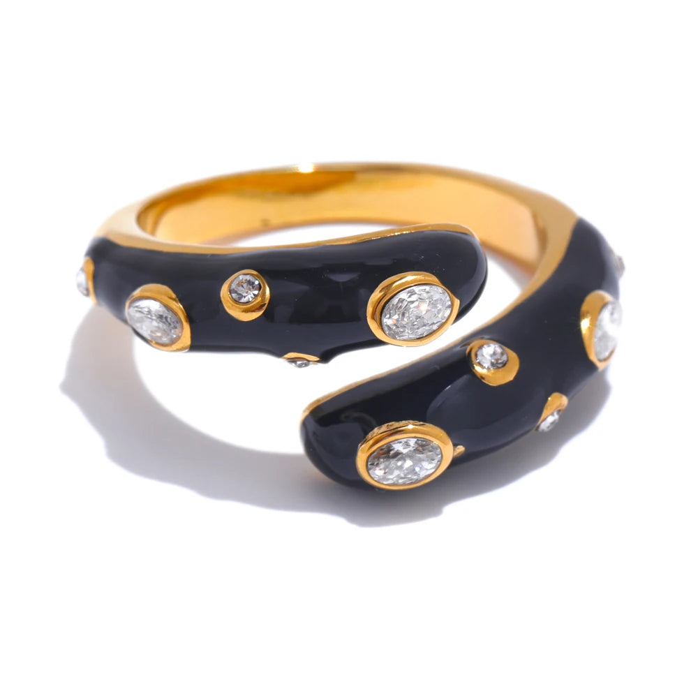 Yhpup Adjustable Candy Y2K Enamel Open Ring - Stylish Jewelry Gift in Blue, White, Black, and Pink