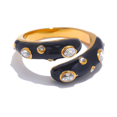 Yhpup Adjustable Candy Y2K Enamel Open Ring - Stylish Jewelry Gift in Blue, White, Black, and Pink