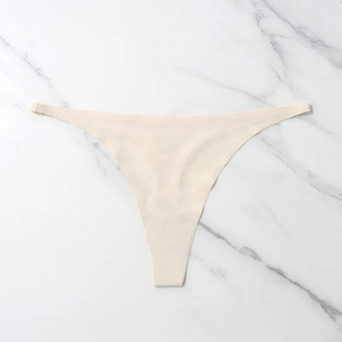 Ice Silk Seamless Panties for Women - Soft Thin Band Thongs & Bikini Underwear