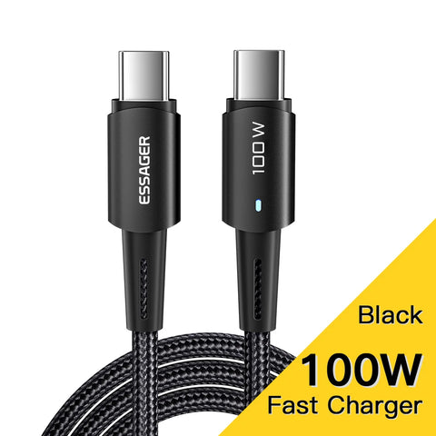 Essager Type-C 67W Fast Charging Cable - 240W Super Charge, 6A, Compatible with Xiaomi 12 Pro, Redmi K50, Note 11 Pro, Black Shark 5 Pro