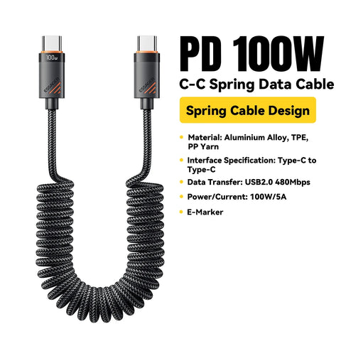 Essager Type C to Type C Cable - 100W PD Fast Charging for iPhone 16/15, MacBook, iPad, Xiaomi, Samsung