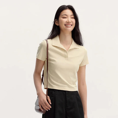 Senma Dames 2024 Zomer Slim Gebreid Poloshirt 