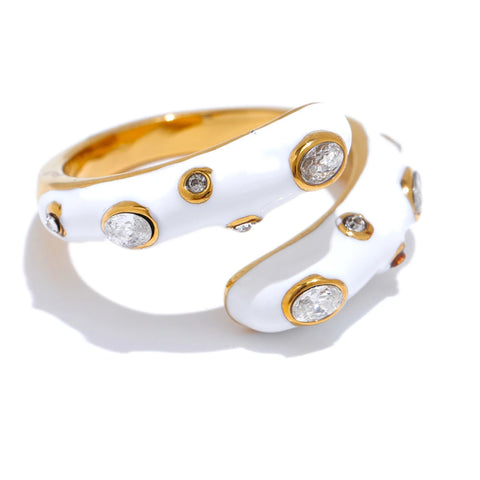 Yhpup Adjustable Candy Y2K Enamel Open Ring - Stylish Jewelry Gift in Blue, White, Black, and Pink