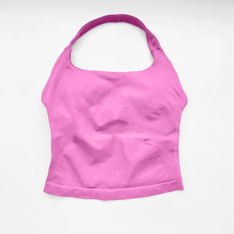 NCLAGEN Women's Longline Strappy Gym Halter Top - Padded Activewear for Yoga, Fitness & Running