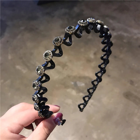 Non-Slip Rhinestone Flower Hairbands - Elegant Pearl Hair Accessories for Women