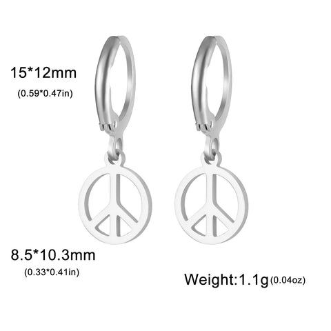 Skyrim Fashion Women Girls Stainless Steel Earrings - Heart Cross Flower Turtle Sun Pendant Hoop Earrings Jewelry Gift Wholesale